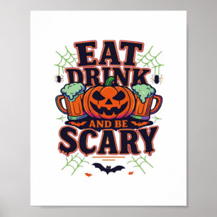 Eat Drink And Be Scary Halloween Design Creative S Poster