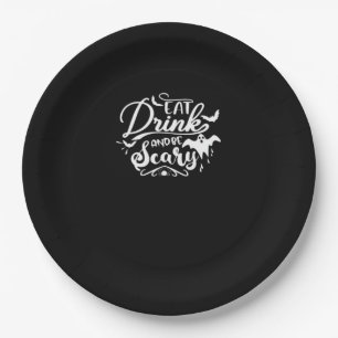 Eat Drink And Be Scary Halloween Design Paper Plate