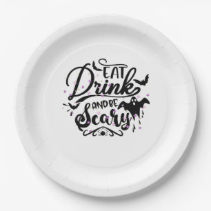 Eat Drink And Be Scary Halloween Design Trendy Art Paper Plate