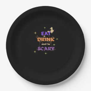 Eat Drink And Be Scary Halloween Funny Design Paper Plate