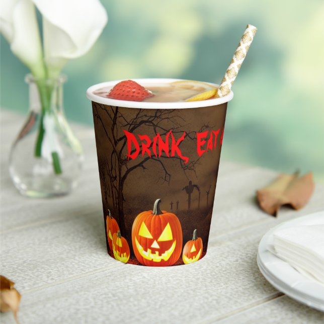 Eat, Drink and be Scary Halloween graveyard Paper Cups (Insitu)