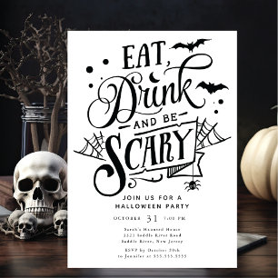 Eat Drink And Be Scary Halloween Invitation