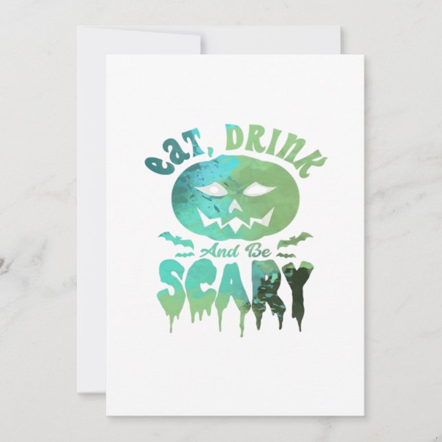 Eat Drink And Be Scary Halloween Light Holiday Card (Front)
