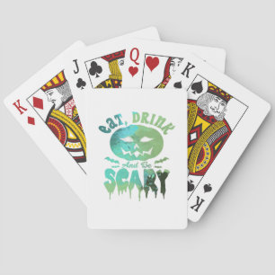 Eat Drink And Be Scary Halloween Light Playing Cards
