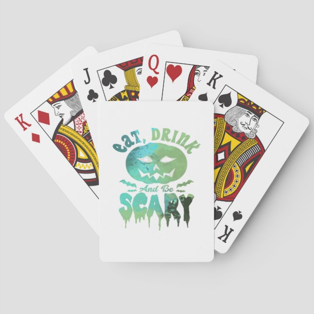 Eat Drink And Be Scary Halloween Light Playing Cards (Back)