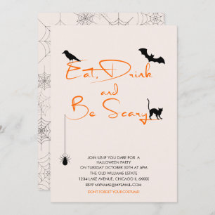 Eat Drink and Be Scary Halloween Party Card