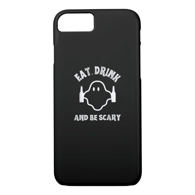 Eat Drink And Be Scary Halloween Party Funny Ghost Case-Mate iPhone Case (Back)