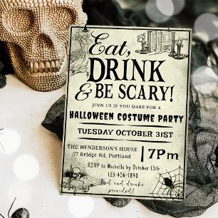Eat Drink And Be Scary Halloween Party Invitation