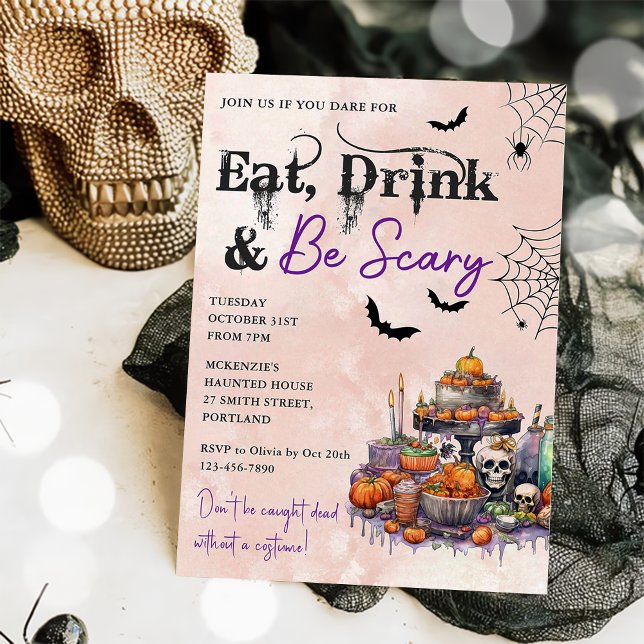 Eat Drink And Be Scary Halloween Party Invitation (Creator Uploaded)