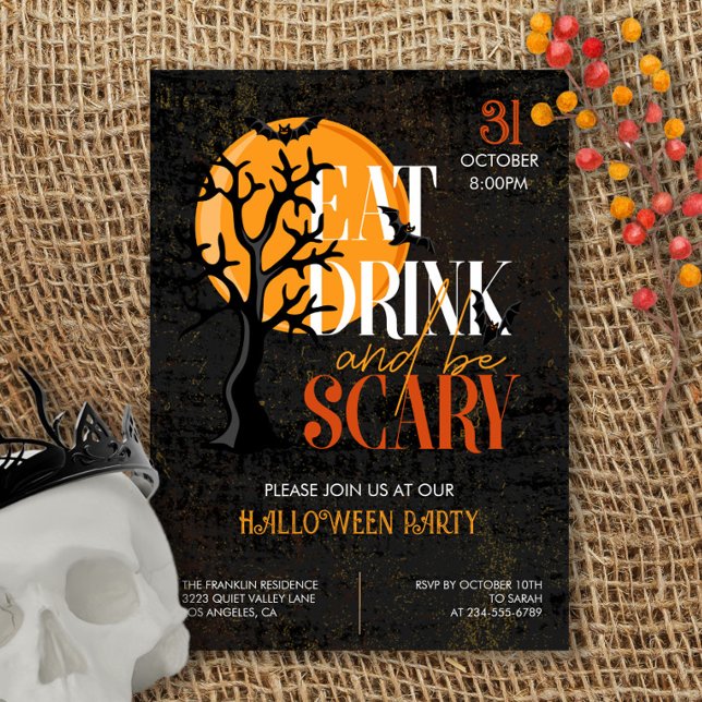 Eat Drink and be Scary Halloween Party Invitation (Creator Uploaded)