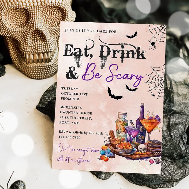 Eat Drink And Be Scary Halloween Party Invitation (Creator Uploaded)