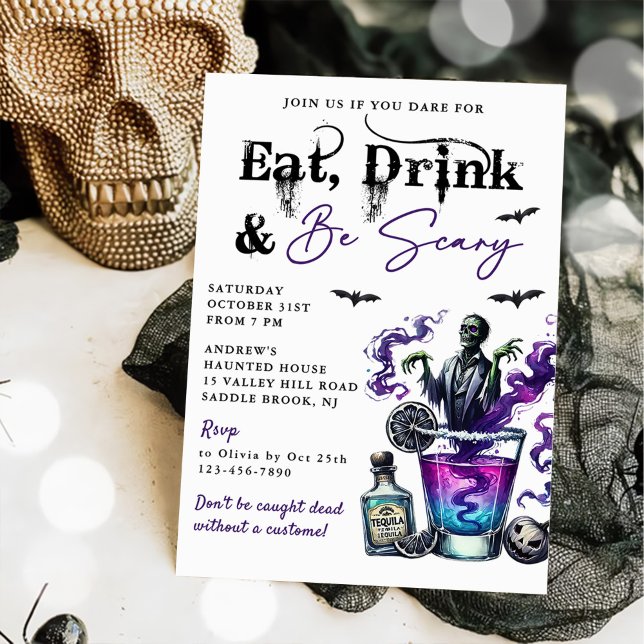 Eat Drink And Be Scary Halloween Party Invitation (Creator Uploaded)