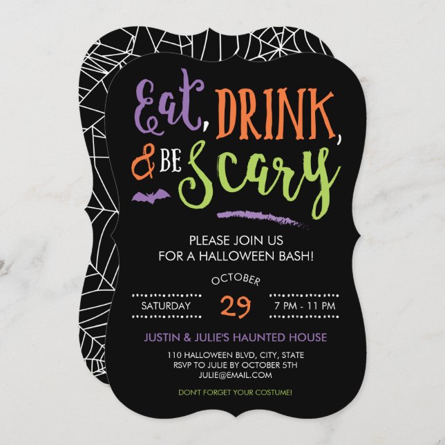 Eat Drink and Be Scary Halloween Party Invitations (Front/Back)