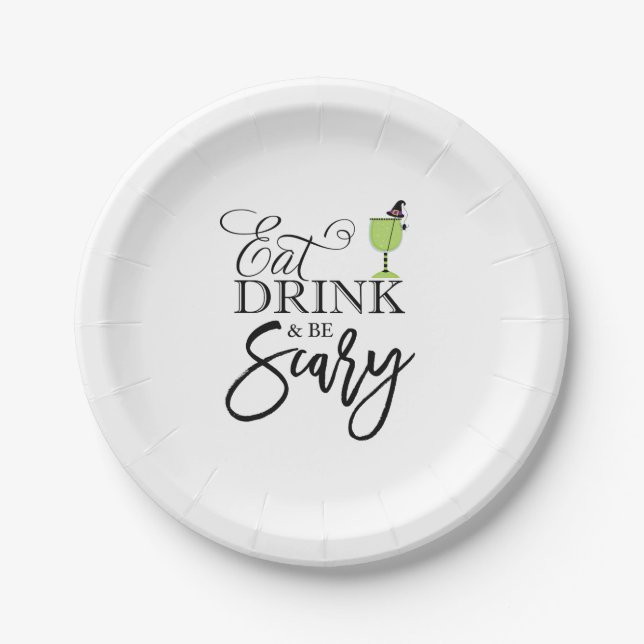 "Eat, Drink and Be Scary" Halloween Party Paper Plate (Front)