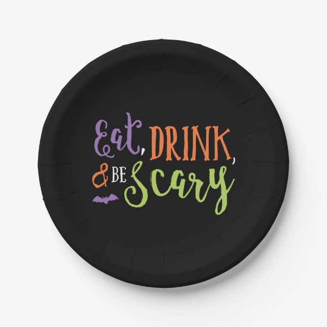 Eat Drink and Be Scary Halloween Plates (Front)