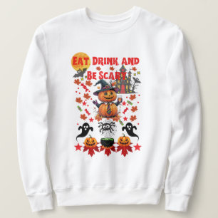 Eat, drink, and be scary halloween pumpkin party sweatshirt