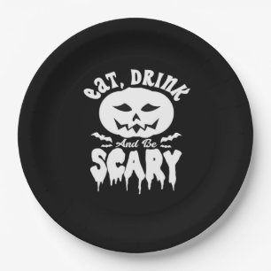 Eat Drink And Be Scary Halloween Retro Classic Paper Plate