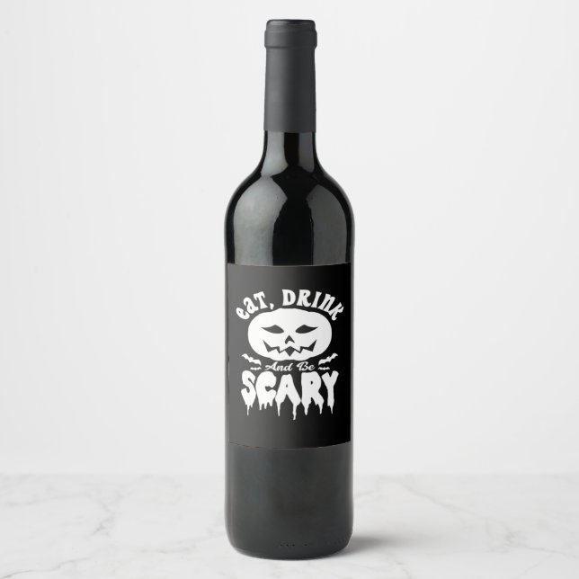 Eat Drink And Be Scary Halloween Retro Classic Wine Label (Front)