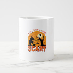 Eat Drink And Be Scary Halloween Scene Vintage Gra Large Coffee Mug