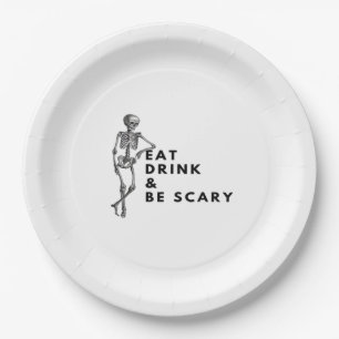Eat Drink And Be Scary Halloween Skeleton Vintage  Paper Plate