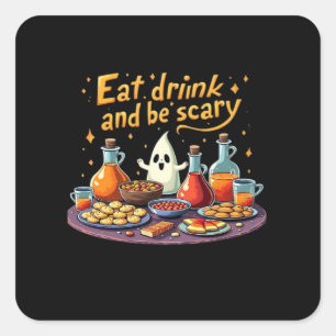 Eat Drink And Be Scary Halloween Spooky Fun For Ha Square Sticker