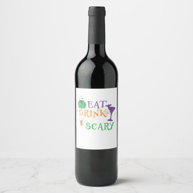 Eat Drink And Be Scary Halloween Wine Label (Front)