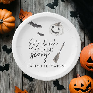 Eat Drink And Be Scary   Happy Halloween Paper Plate