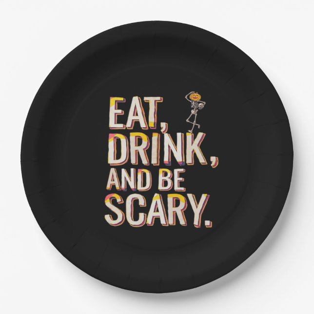 Eat Drink And Be Scary Minimal Clean Paper Plate (Front)