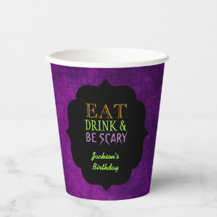 Eat Drink and Be Scary Purple Halloween Paper Cups