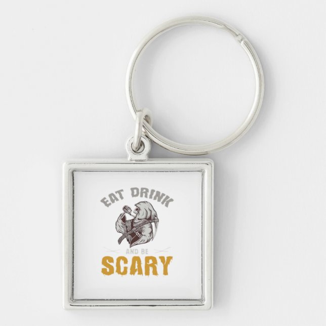 Eat Drink And Be Scary Reaper Minimal Clean Key Ring (Front)