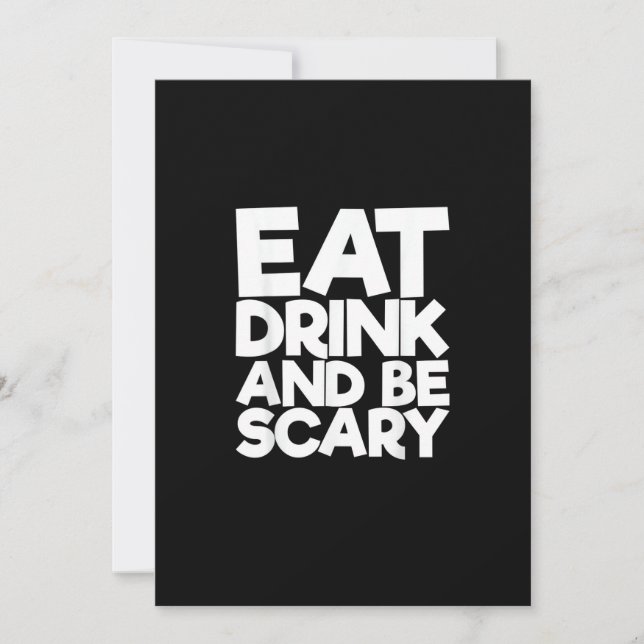 Eat Drink And Be Scary Retro Classic Holiday Card (Front)