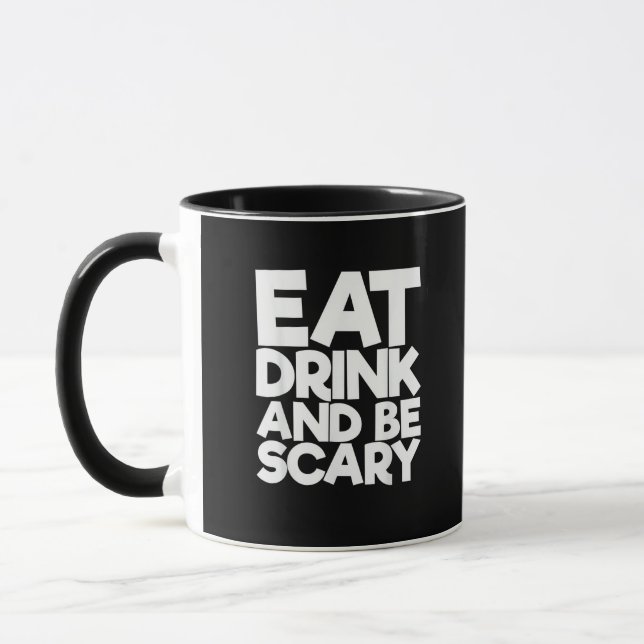 Eat Drink And Be Scary Retro Classic Mug (Left)