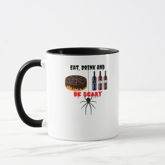 Eat Drink And Be Scary Retro Classic Mug (Left)