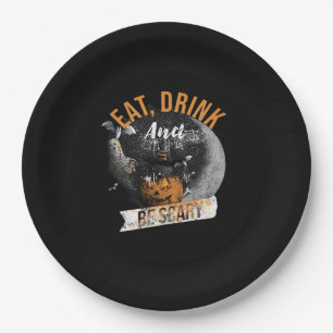 Eat Drink And Be Scary Retro Classic Paper Plate