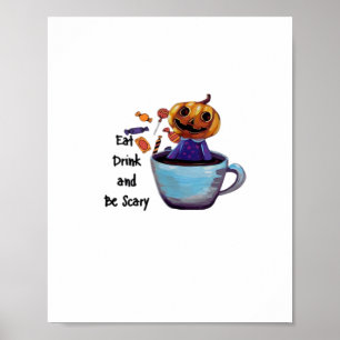 Eat Drink And Be Scary Retro Classic Poster