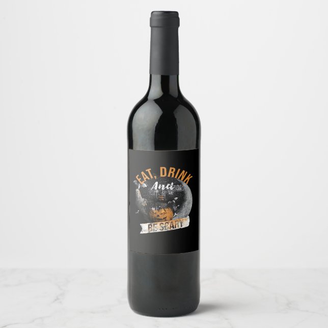 Eat Drink And Be Scary Retro Classic Wine Label (Front)