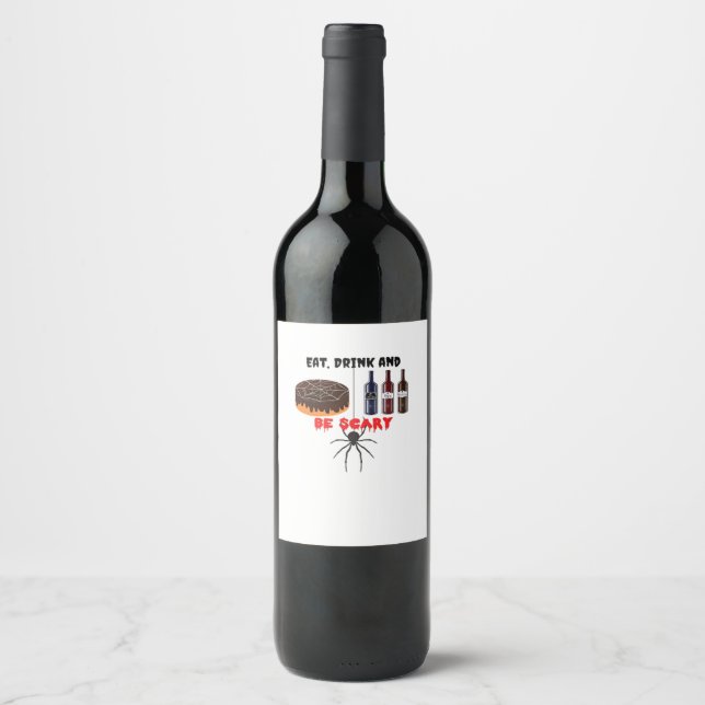 Eat Drink And Be Scary Retro Classic Wine Label (Front)