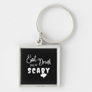 Eat Drink And Be Scary Retro Graphic Key Ring