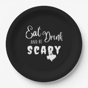 Eat Drink And Be Scary Retro Graphic Paper Plate