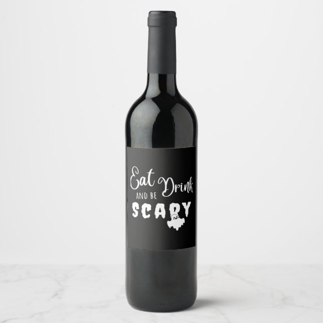 Eat Drink And Be Scary Retro Graphic Wine Label (Front)