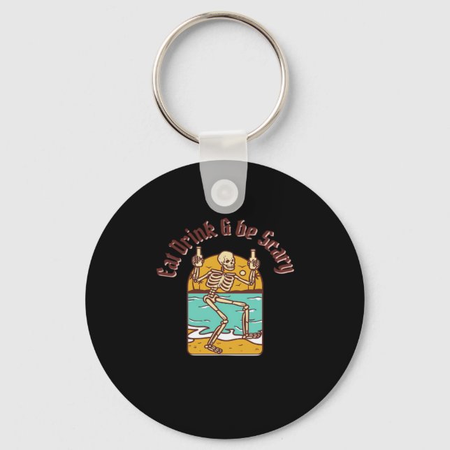 Eat Drink And Be Scary Simple Clean Key Ring (Front)