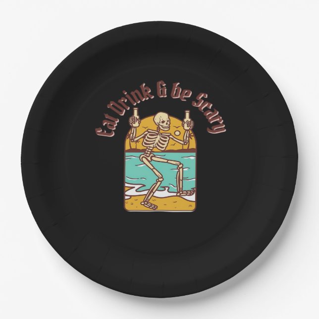 Eat Drink And Be Scary Simple Clean Paper Plate (Front)