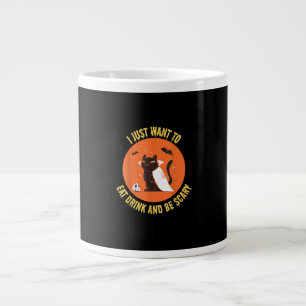 Eat Drink And Be Scary Spooky Cat Halloween Large Coffee Mug