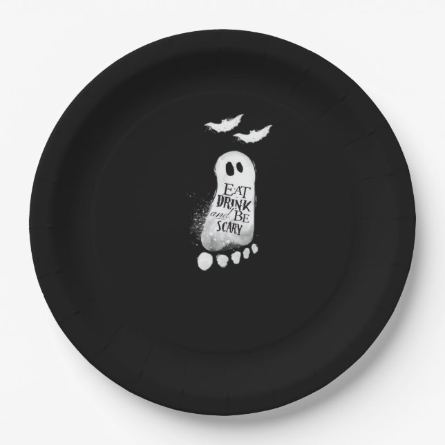 Eat Drink And Be Scary Trendy Graphic Paper Plate (Front)