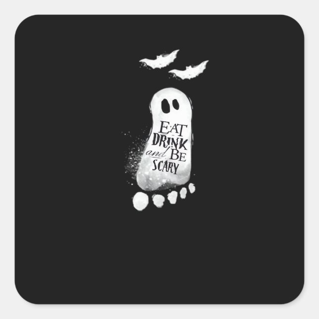 Eat Drink And Be Scary Trendy Graphic Square Sticker (Front)