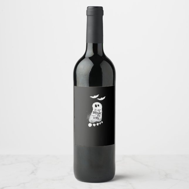 Eat Drink And Be Scary Trendy Graphic Wine Label (Front)