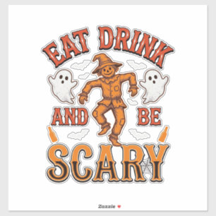 Eat Drink And Be Scary Vintage Halloween Shirt Des