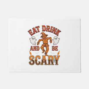 Eat Drink And Be Scary Vintage Halloween Shirt Des Doormat