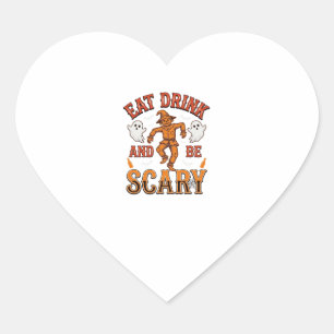 Eat Drink And Be Scary Vintage Halloween Shirt Des Heart Sticker