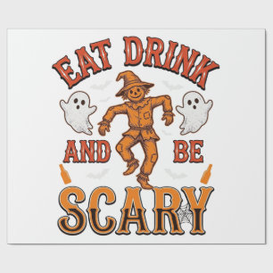 Eat Drink And Be Scary Vintage Halloween Shirt Des Wrapping Paper